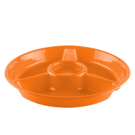 Kitchen utensil- 3-slice snack plate 24.5 cm (BPA FREE Polypropylene) Orange